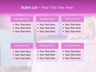 A Bed With Pillows And A Vase Of Flowers On Top Of It PowerPoint Template