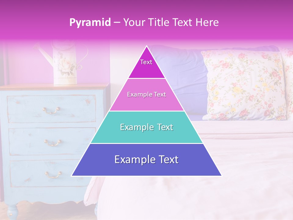 A Bed With Pillows And A Vase Of Flowers On Top Of It PowerPoint Template