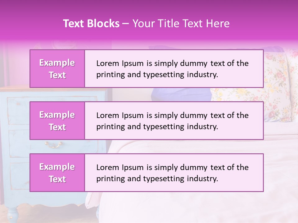 A Bed With Pillows And A Vase Of Flowers On Top Of It PowerPoint Template