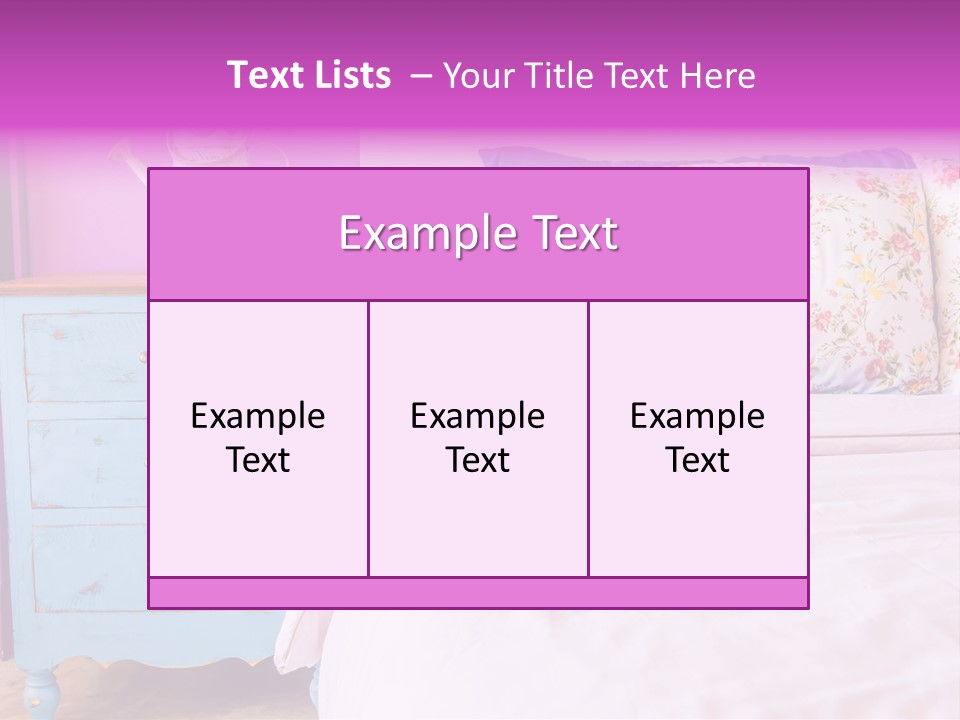 A Bed With Pillows And A Vase Of Flowers On Top Of It PowerPoint Template
