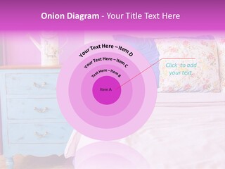 A Bed With Pillows And A Vase Of Flowers On Top Of It PowerPoint Template