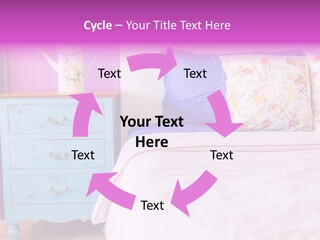 A Bed With Pillows And A Vase Of Flowers On Top Of It PowerPoint Template