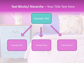 A Bed With Pillows And A Vase Of Flowers On Top Of It PowerPoint Template