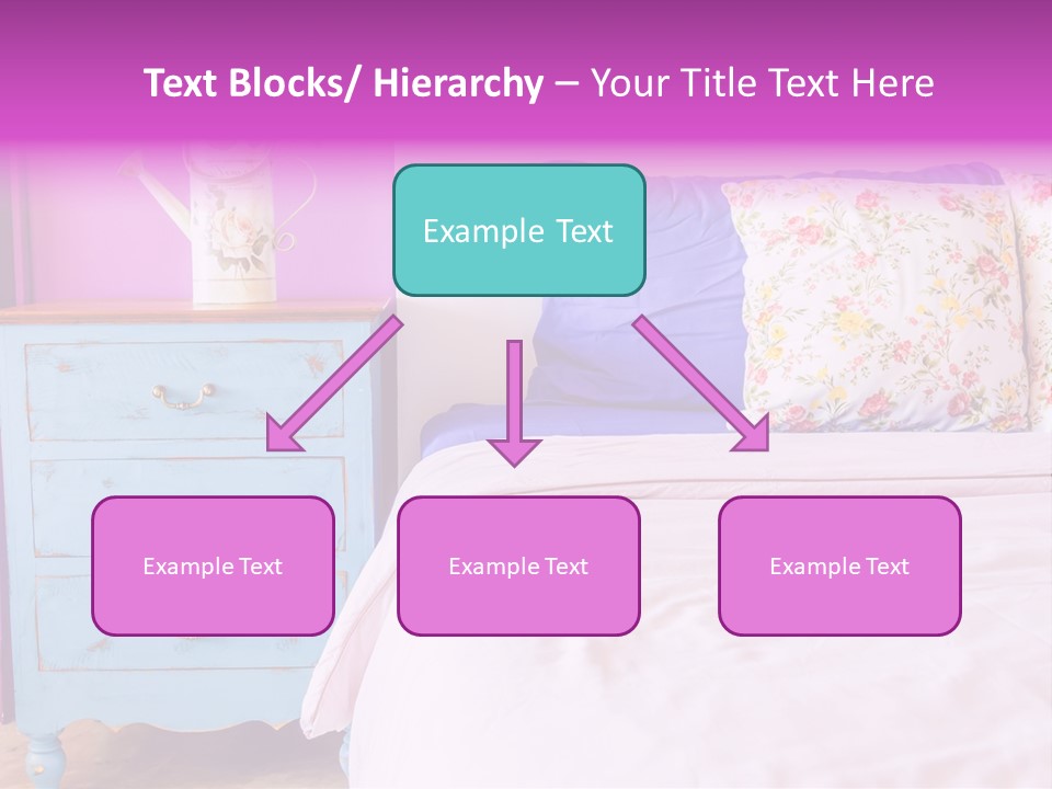 A Bed With Pillows And A Vase Of Flowers On Top Of It PowerPoint Template