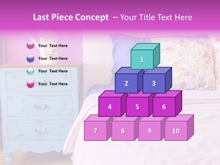 A Bed With Pillows And A Vase Of Flowers On Top Of It PowerPoint Template