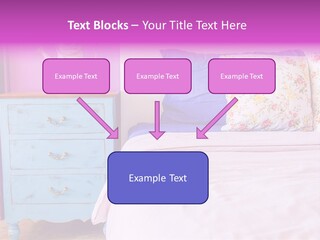 A Bed With Pillows And A Vase Of Flowers On Top Of It PowerPoint Template