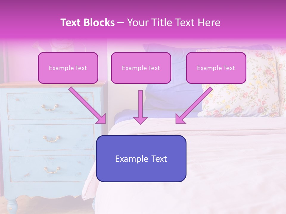 A Bed With Pillows And A Vase Of Flowers On Top Of It PowerPoint Template