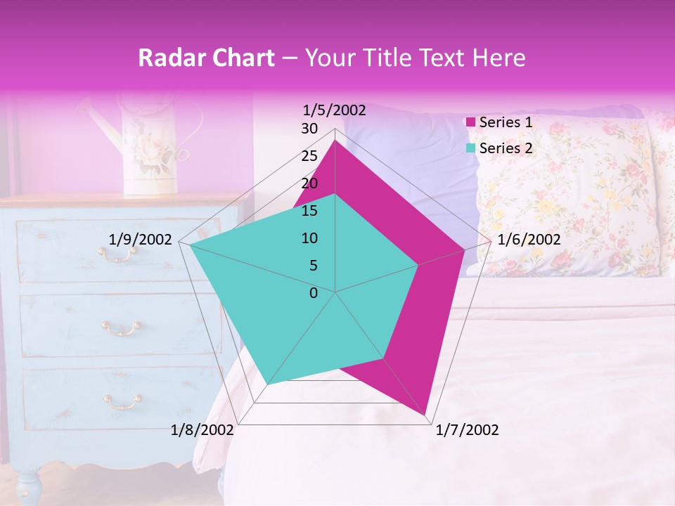 A Bed With Pillows And A Vase Of Flowers On Top Of It PowerPoint Template