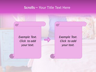 A Bed With Pillows And A Vase Of Flowers On Top Of It PowerPoint Template