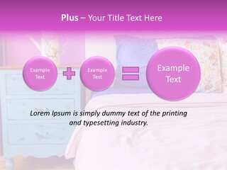 A Bed With Pillows And A Vase Of Flowers On Top Of It PowerPoint Template