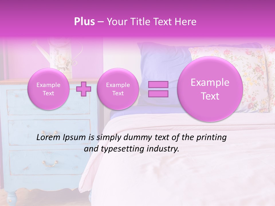 A Bed With Pillows And A Vase Of Flowers On Top Of It PowerPoint Template