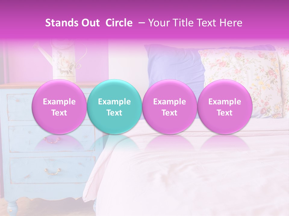 A Bed With Pillows And A Vase Of Flowers On Top Of It PowerPoint Template