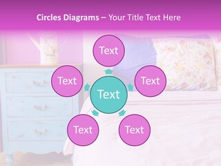 A Bed With Pillows And A Vase Of Flowers On Top Of It PowerPoint Template