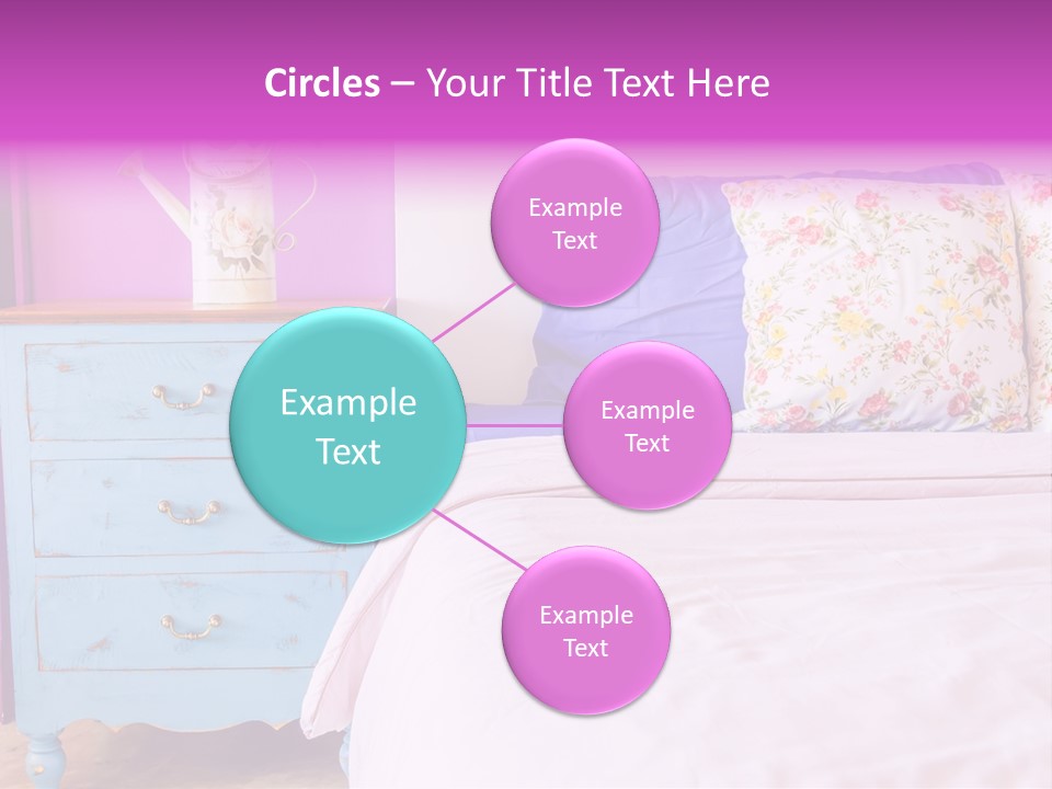 A Bed With Pillows And A Vase Of Flowers On Top Of It PowerPoint Template