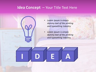 A Bed With Pillows And A Vase Of Flowers On Top Of It PowerPoint Template