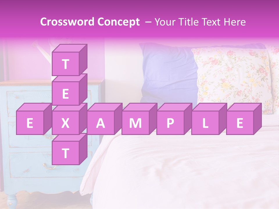 A Bed With Pillows And A Vase Of Flowers On Top Of It PowerPoint Template