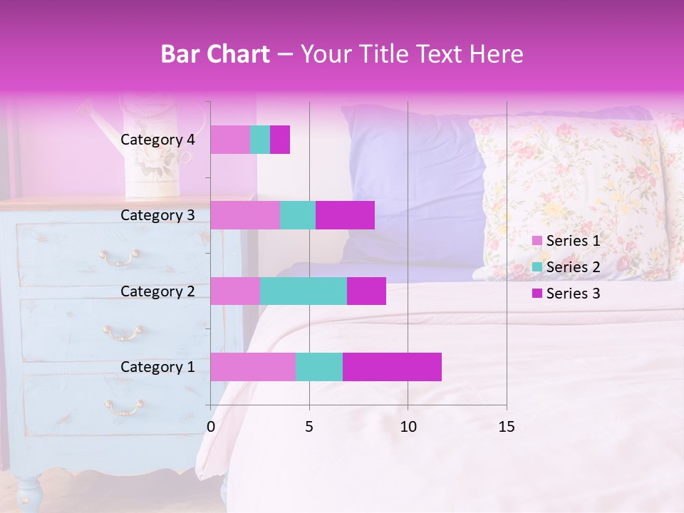 A Bed With Pillows And A Vase Of Flowers On Top Of It PowerPoint Template