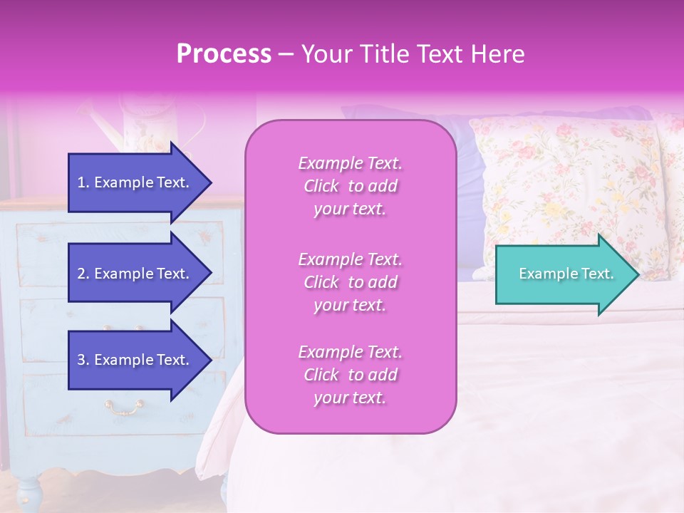 A Bed With Pillows And A Vase Of Flowers On Top Of It PowerPoint Template