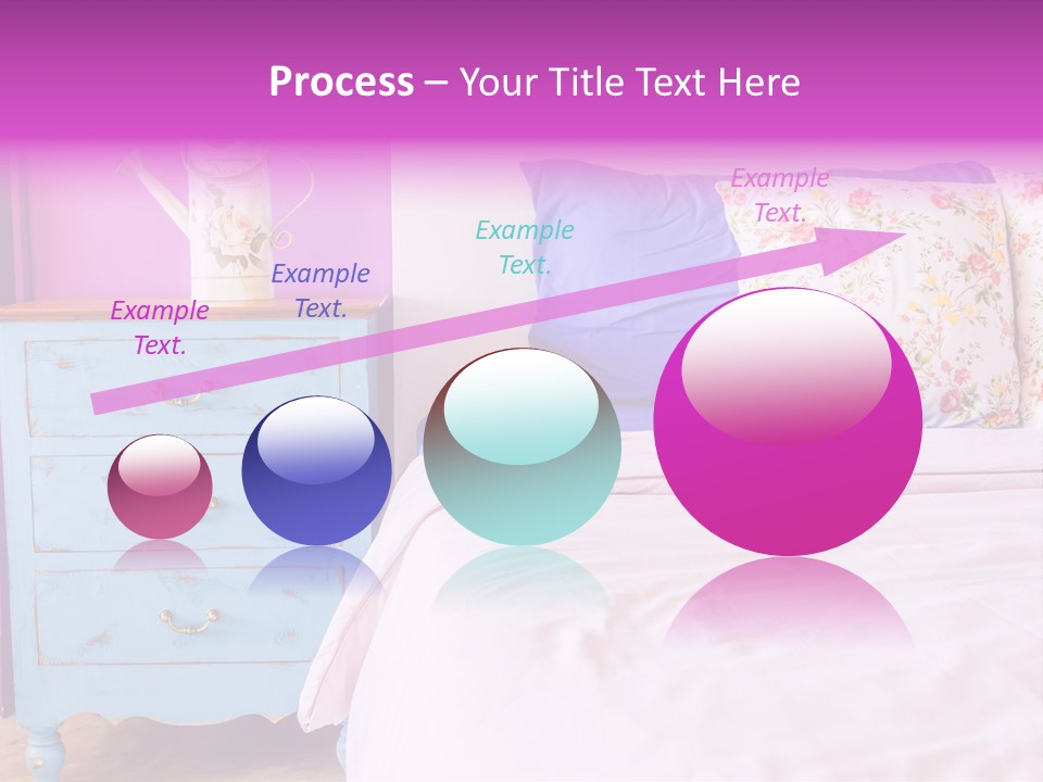 A Bed With Pillows And A Vase Of Flowers On Top Of It PowerPoint Template