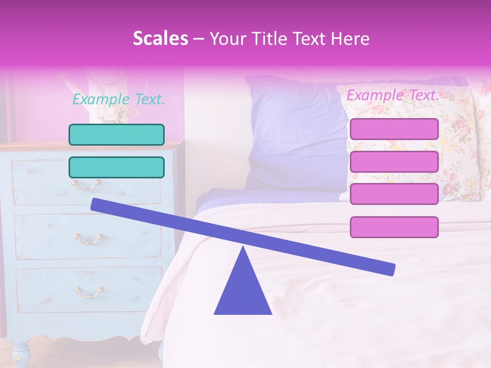 A Bed With Pillows And A Vase Of Flowers On Top Of It PowerPoint Template