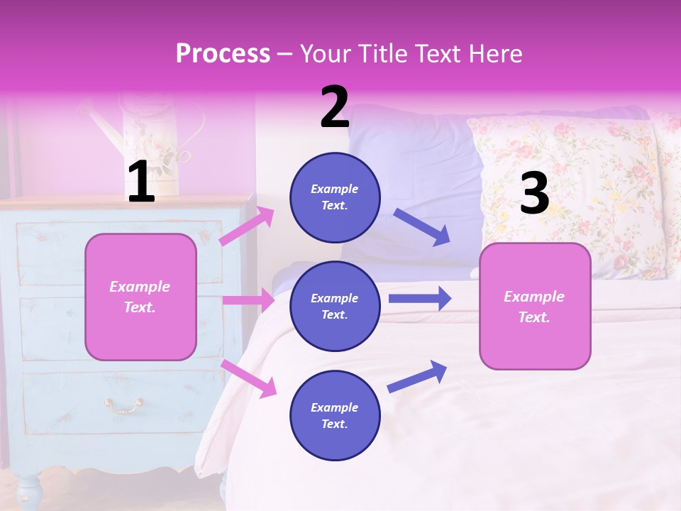 A Bed With Pillows And A Vase Of Flowers On Top Of It PowerPoint Template