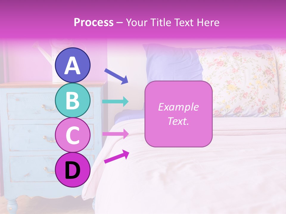 A Bed With Pillows And A Vase Of Flowers On Top Of It PowerPoint Template