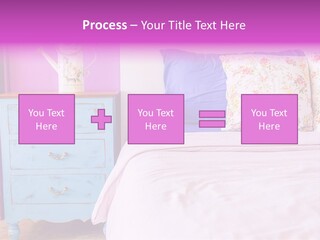 A Bed With Pillows And A Vase Of Flowers On Top Of It PowerPoint Template
