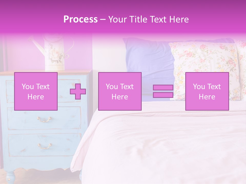 A Bed With Pillows And A Vase Of Flowers On Top Of It PowerPoint Template