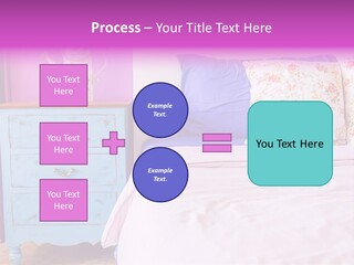 A Bed With Pillows And A Vase Of Flowers On Top Of It PowerPoint Template