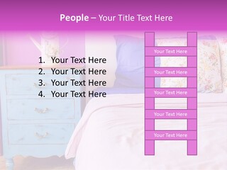 A Bed With Pillows And A Vase Of Flowers On Top Of It PowerPoint Template