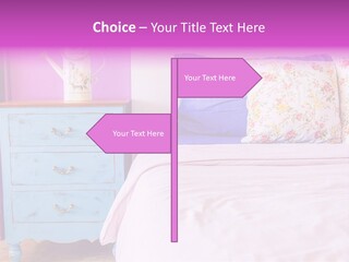 A Bed With Pillows And A Vase Of Flowers On Top Of It PowerPoint Template