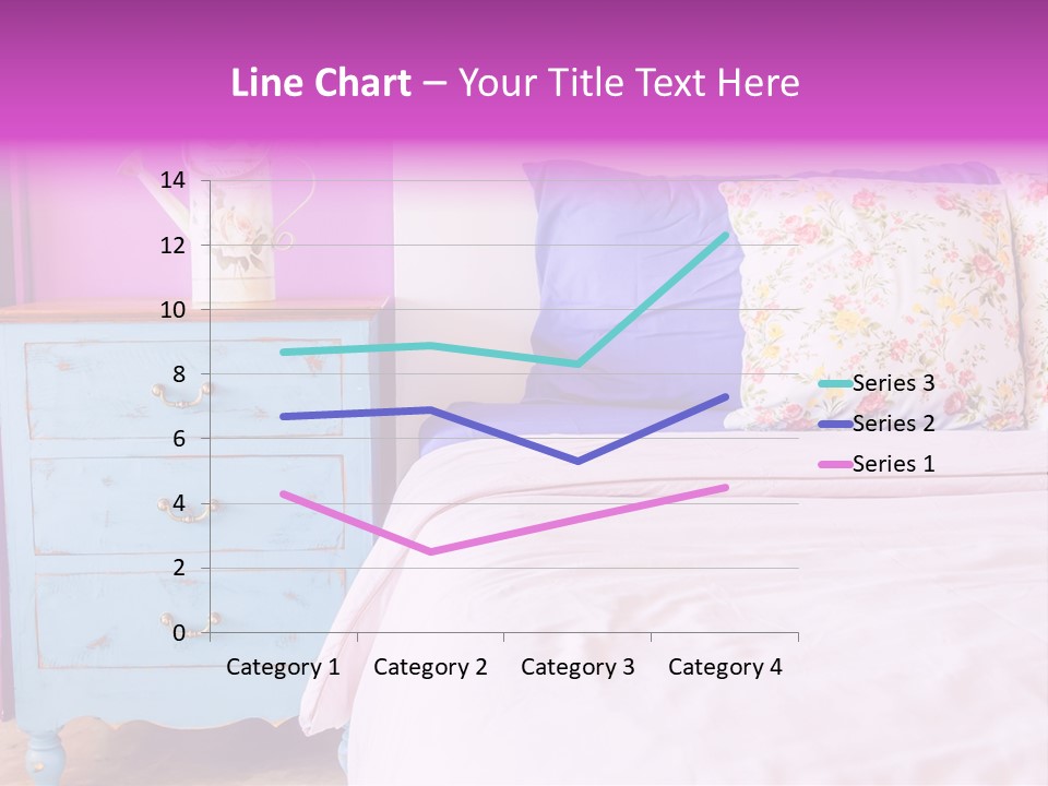 A Bed With Pillows And A Vase Of Flowers On Top Of It PowerPoint Template