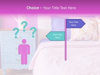 A Bed With Pillows And A Vase Of Flowers On Top Of It PowerPoint Template