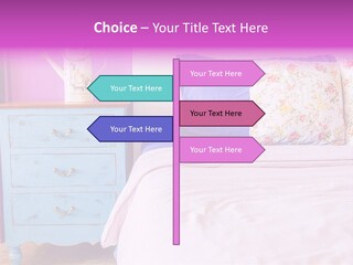 A Bed With Pillows And A Vase Of Flowers On Top Of It PowerPoint Template