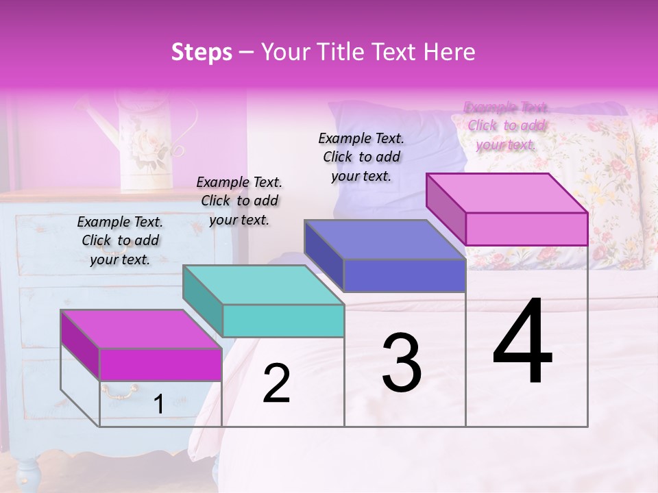 A Bed With Pillows And A Vase Of Flowers On Top Of It PowerPoint Template