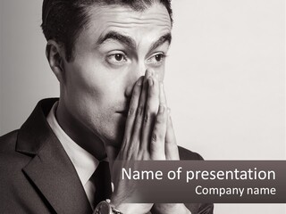 A Man Covering His Face With His Hands PowerPoint Template