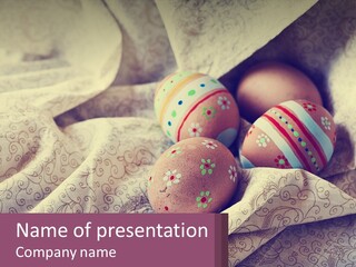 A Group Of Eggs Sitting On Top Of A Bed PowerPoint Template