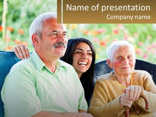 A Group Of People Sitting Next To Each Other PowerPoint Template