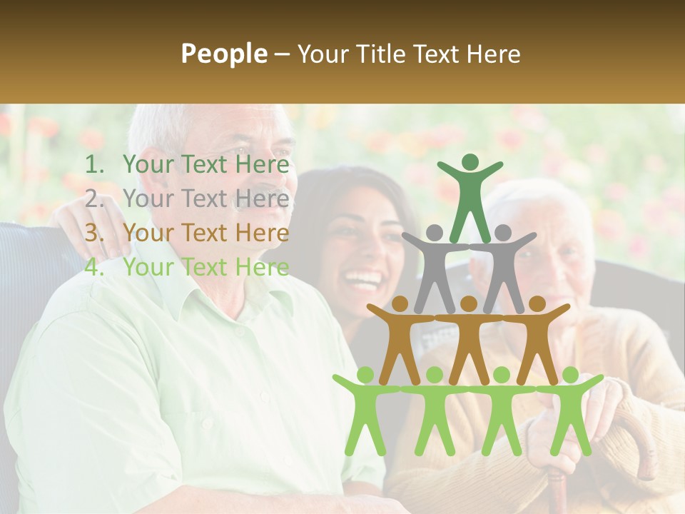 A Group Of People Sitting Next To Each Other PowerPoint Template