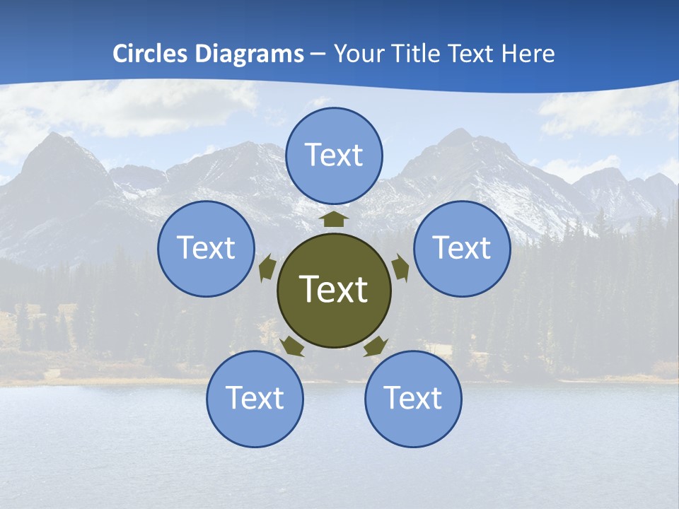 A Lake Surrounded By Trees And Mountains In The Background PowerPoint Template