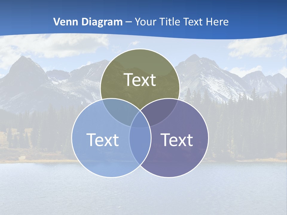 A Lake Surrounded By Trees And Mountains In The Background PowerPoint Template