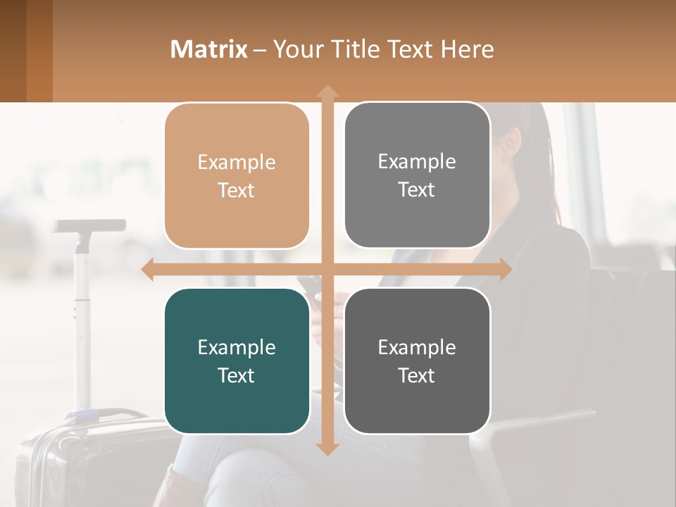 A Woman Sitting In A Chair Looking At Her Cell Phone PowerPoint Template