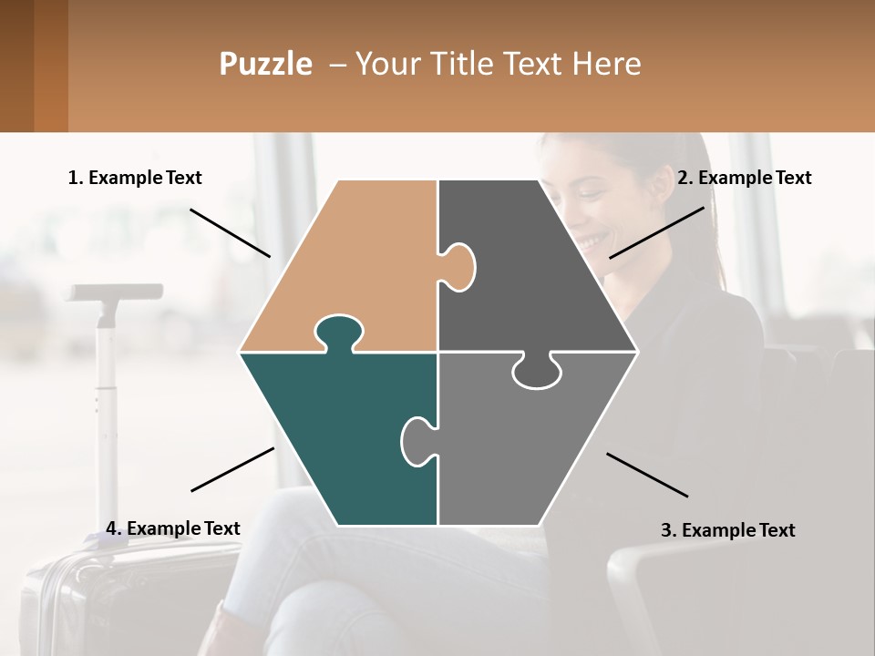 A Woman Sitting In A Chair Looking At Her Cell Phone PowerPoint Template