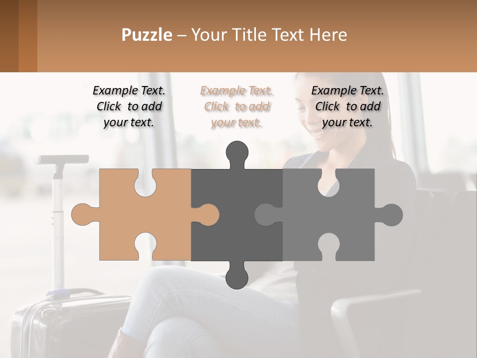 A Woman Sitting In A Chair Looking At Her Cell Phone PowerPoint Template