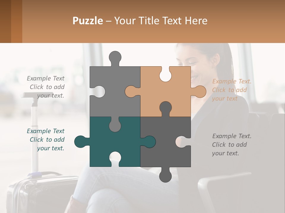 A Woman Sitting In A Chair Looking At Her Cell Phone PowerPoint Template
