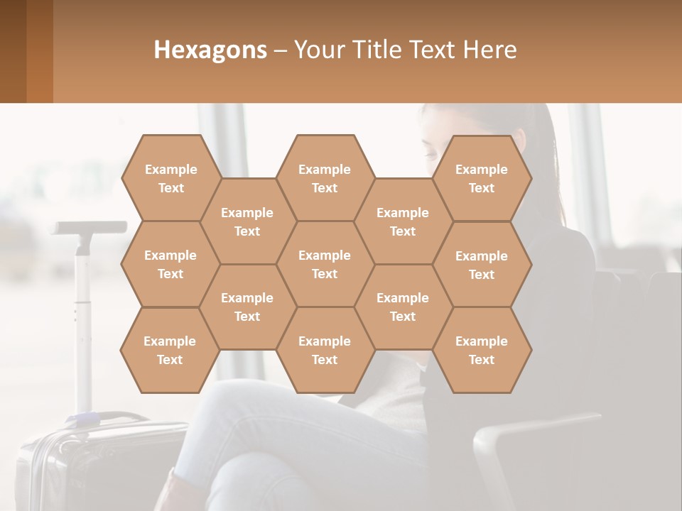 A Woman Sitting In A Chair Looking At Her Cell Phone PowerPoint Template