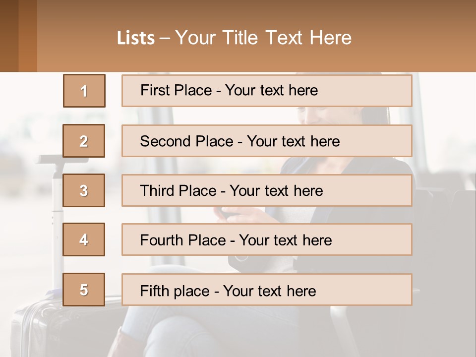 A Woman Sitting In A Chair Looking At Her Cell Phone PowerPoint Template