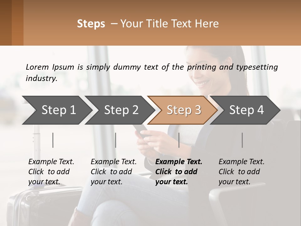 A Woman Sitting In A Chair Looking At Her Cell Phone PowerPoint Template