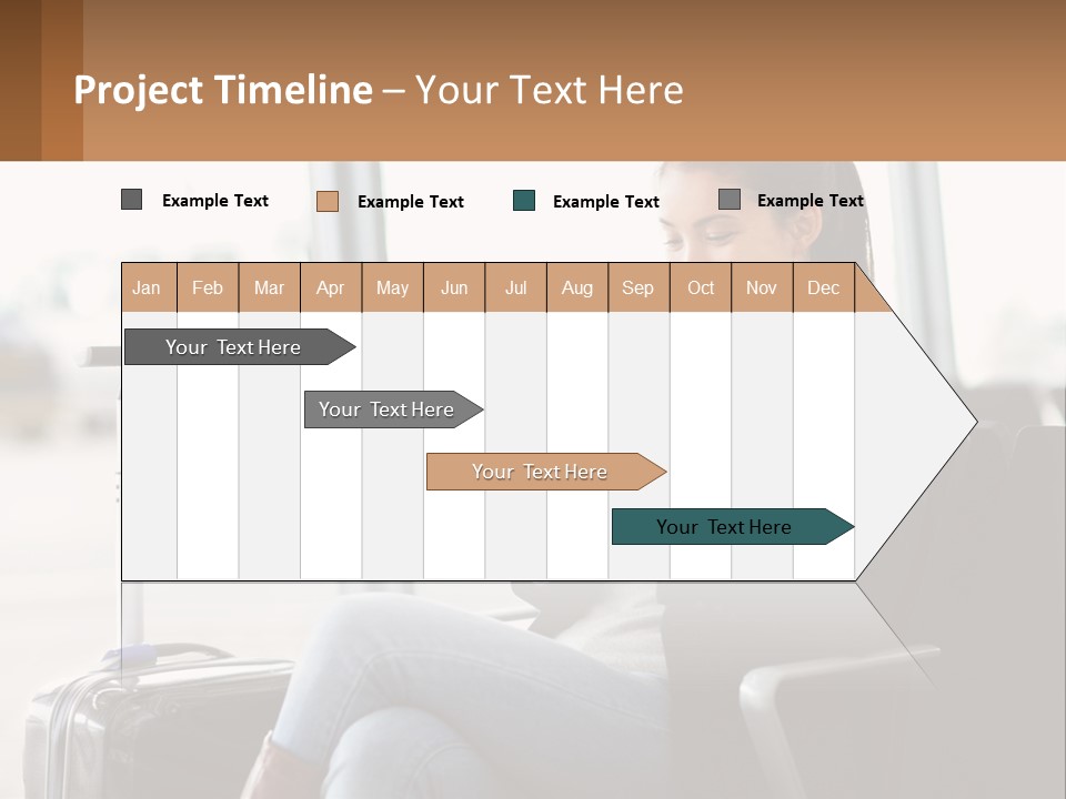 A Woman Sitting In A Chair Looking At Her Cell Phone PowerPoint Template