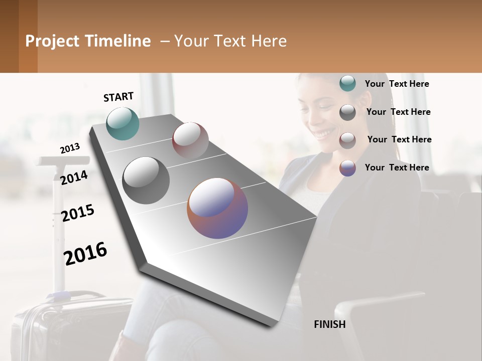 A Woman Sitting In A Chair Looking At Her Cell Phone PowerPoint Template